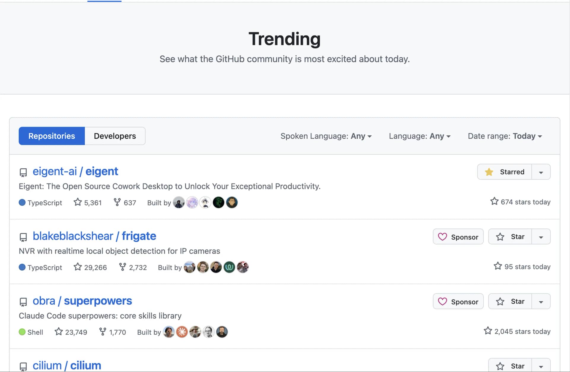 Eigent ranked on GitHub Trending for 2 days