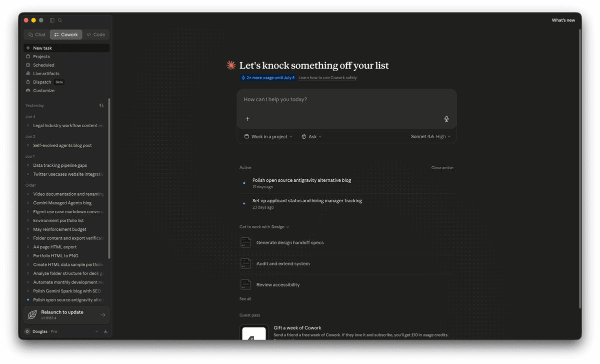 Claude Cowork desktop interface
