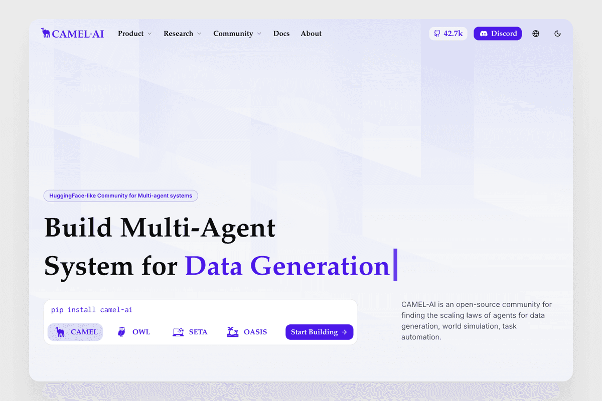 CAMEL-AI  |  World First Multi-agent Developer Community