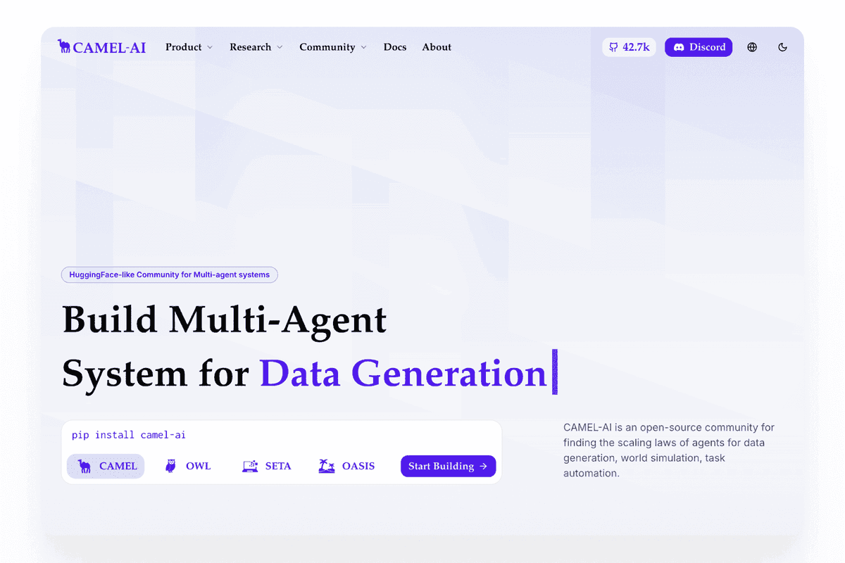 CAMEL-AI Next.js rebuild for open-source collaboration